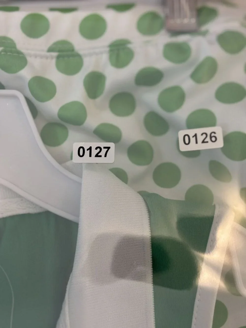 Green Polka Dot Ruffle Skort & Sleeveless Collared Top Tennis Set - Youth Medium - Picture 14 of 14